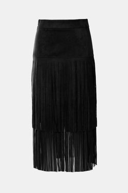 Nash Nights  Fringe Suede Midi Skirt