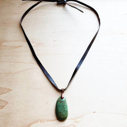 Leather Necklace with Turquoise Pendant