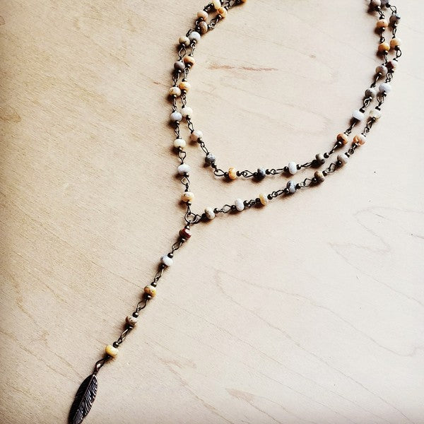 Double Lariat Natural Agate Necklace
