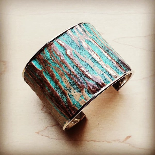 Turquoise Chateau Leather Wide Cuff Bracelet
