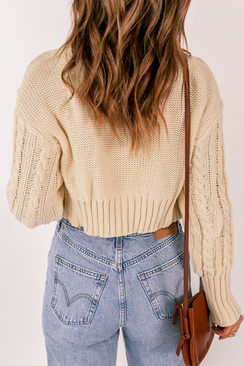 Cable-Knit Cropped Cardigan & Cami Set